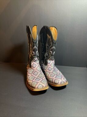 Roper Kids Glitter Diamonds Cowgirl Western Boots Purple Blue White Sz 2